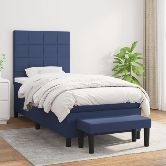 Cadre de lit avec matelas Bleu 80x200 cm Tissu