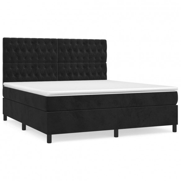 Cadre de lit avec matelas Noir 180x200 cm Velours