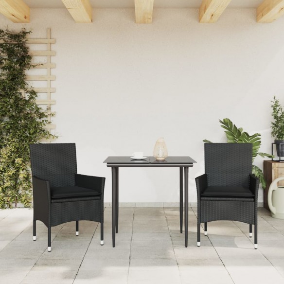 Chaises de jardin avec coussins 2 pcs noir résine tressée