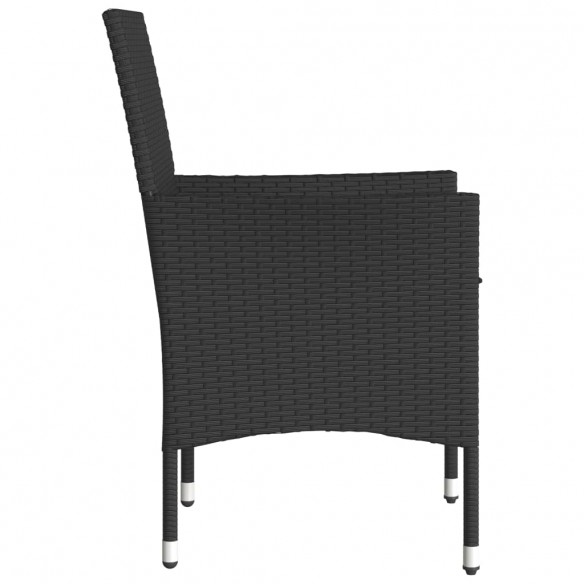 Chaises de jardin avec coussins 2 pcs noir résine tressée