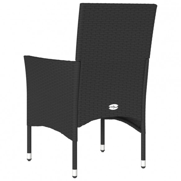 Chaises de jardin avec coussins 2 pcs noir résine tressée