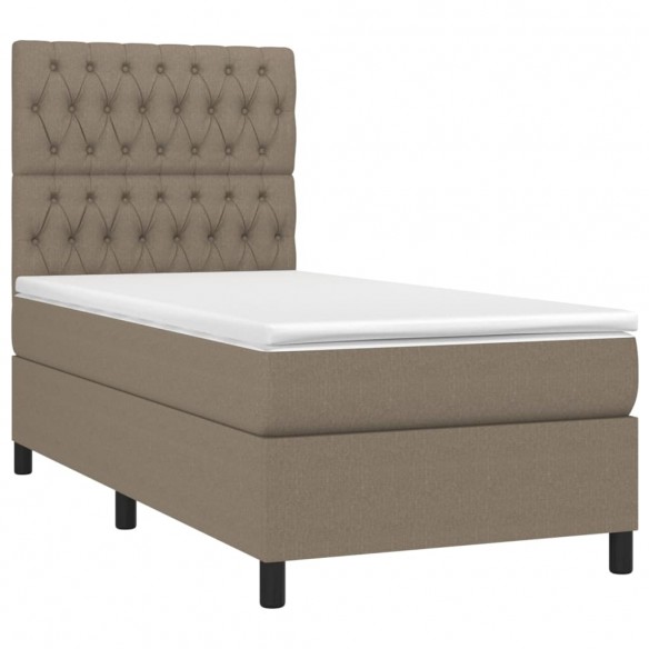 Cadre de lit et matelas et LED Taupe 90x190 cm Tissu