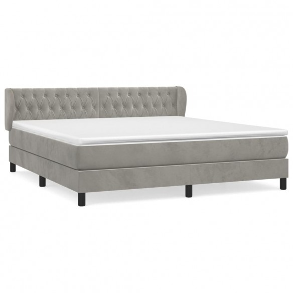 Cadre de lit et matelas Gris clair 160x200cm Velours