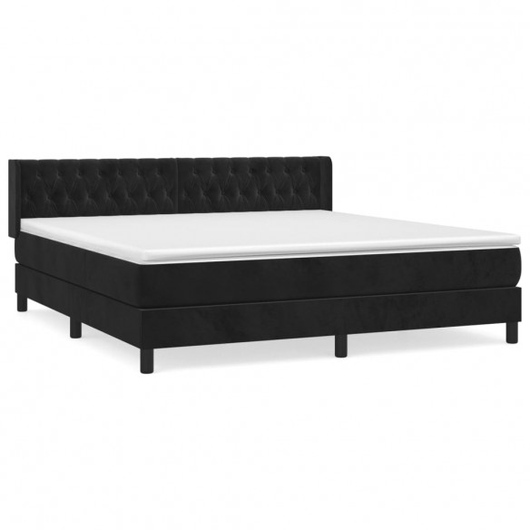 Cadre de lit avec matelas Noir 180x200 cm Velours