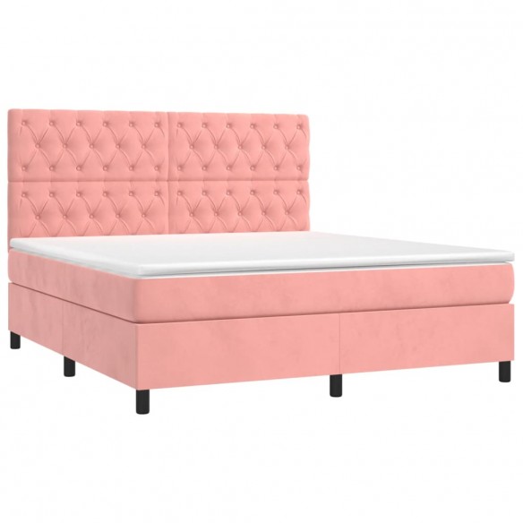 Cadre de lit avec matelas Rose 160x200 cm Velours