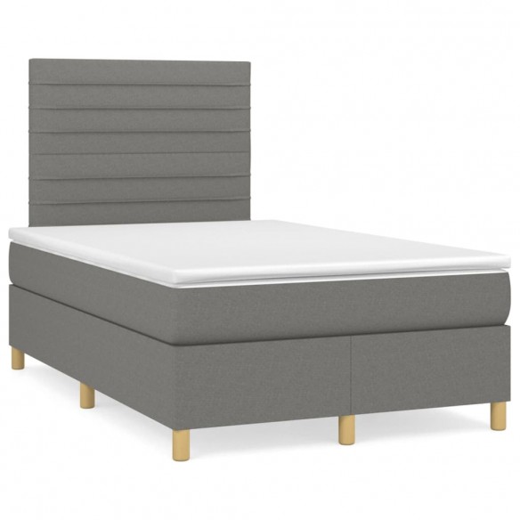 Cadre de lit matelas LED gris foncé 120x190 cm tissu