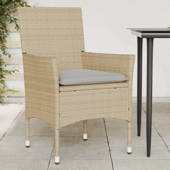 Chaises de jardin avec coussins lot de 2 beige résine tressée