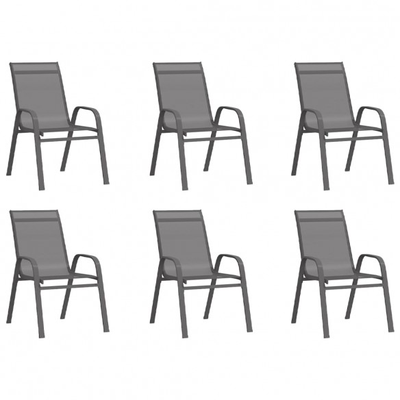 Chaises empilables de jardin 6 pcs Gris Tissu textilène