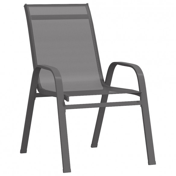 Chaises empilables de jardin 6 pcs Gris Tissu textilène