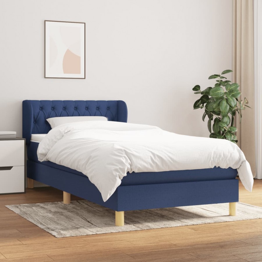 Cadre de lit avec matelas Bleu 90x190...