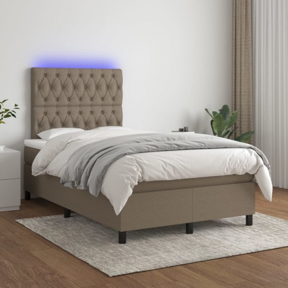 Cadre de lit et matelas et LED Taupe 120x200cm Tissu