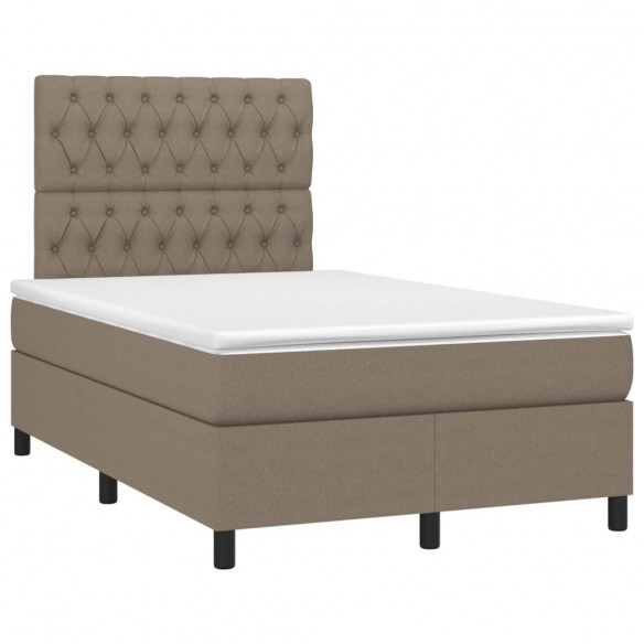 Cadre de lit et matelas et LED Taupe 120x200cm Tissu