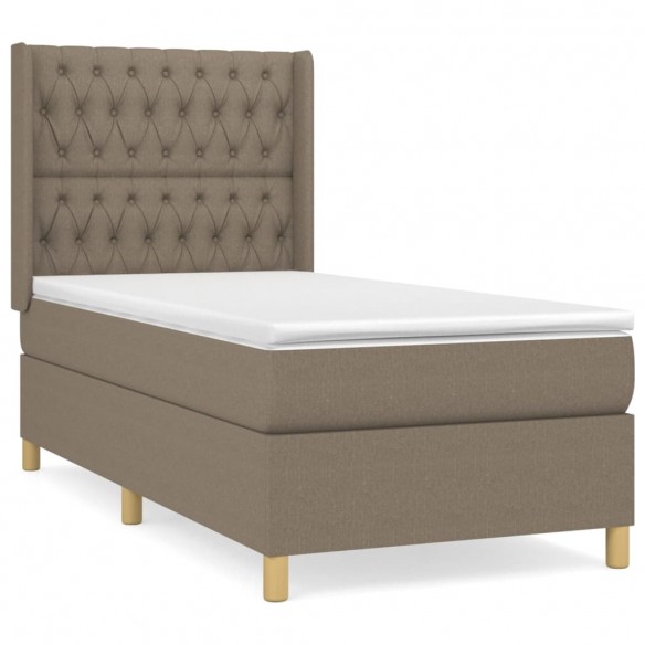 Cadre de lit avec matelas Taupe 90x200 cm Tissu