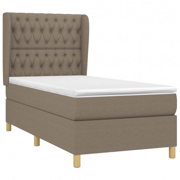 Cadre de lit avec matelas Taupe 90x200 cm Tissu