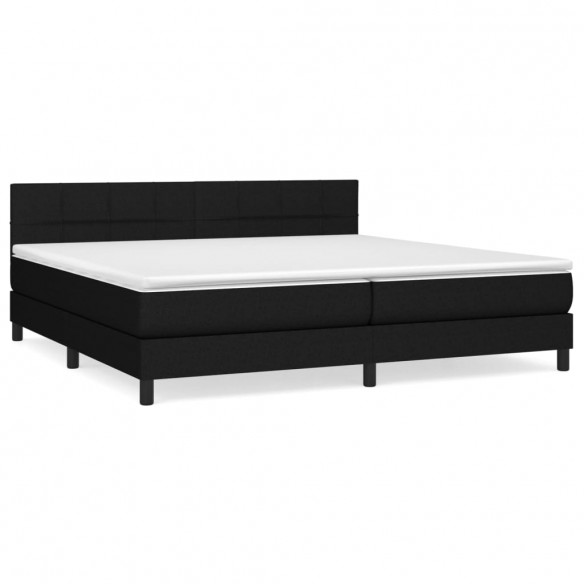 Cadre de lit avec matelas Noir 200x200 cm Tissu