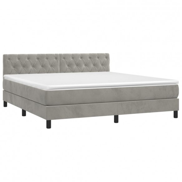 Cadre de lit et matelas Gris clair 160x200cm Velours