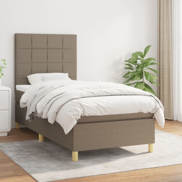 Cadre de lit avec matelas Taupe 80x200 cm Tissu