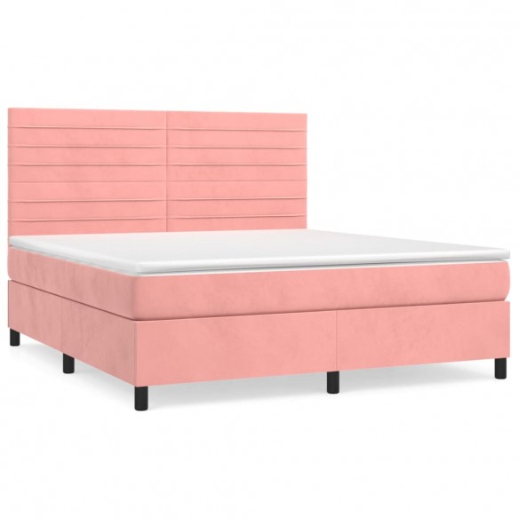 Cadre de lit avec matelas Rose 160x200 cm Velours