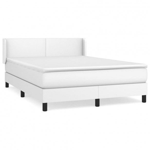 Cadre de lit avec matelas Blanc 140x190cm Similicuir