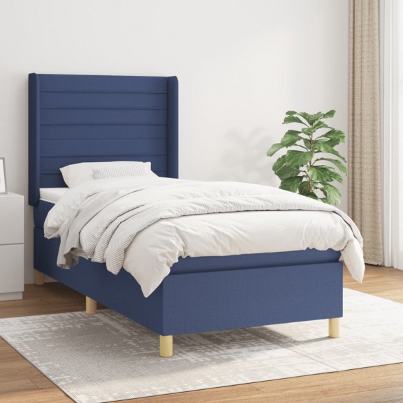 Cadre de lit avec matelas Bleu 80x200 cm Tissu