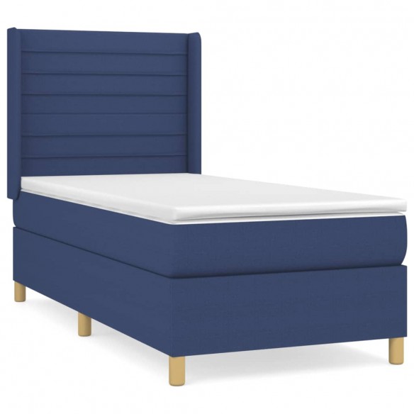 Cadre de lit avec matelas Bleu 80x200 cm Tissu