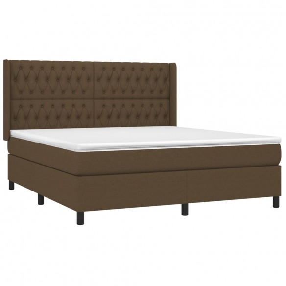 Cadre de lit matelas et LED Marron foncé 180x200cm