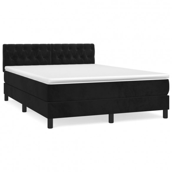 Cadre de lit avec matelas Noir 140x200 cm Velours