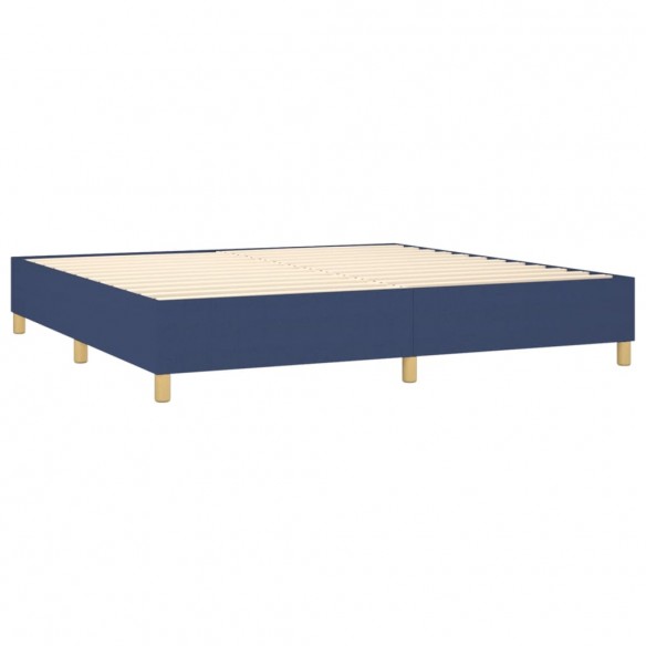 Cadre de lit matelas et LED Bleu 200x200 cm Tissu