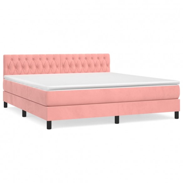 Cadre de lit avec matelas Rose 180x200 cm Velours