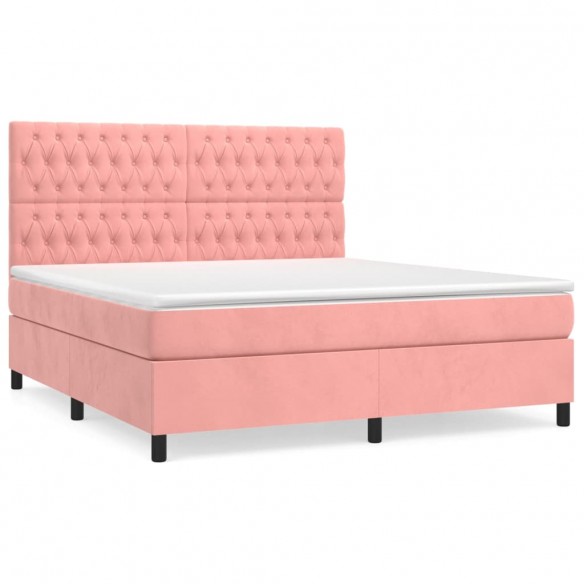 Cadre de lit avec matelas Rose 180x200 cm Velours