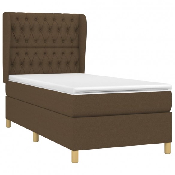 Cadre de lit avec matelas Marron foncé 90x190 cm