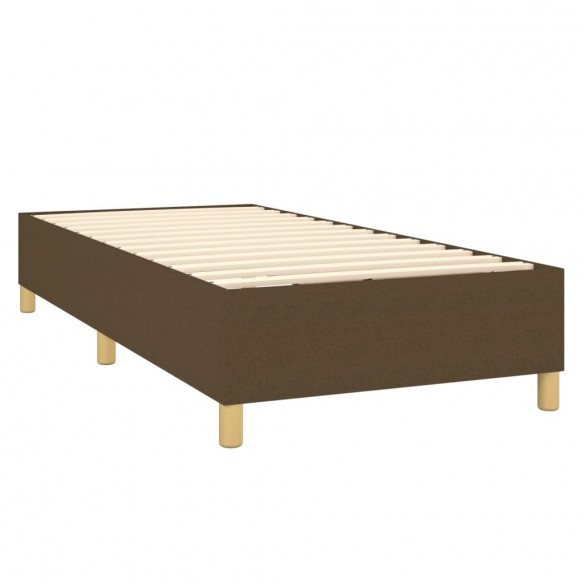 Cadre de lit matelas LED Marron foncé 90x190cm Tissu