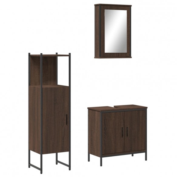 Ensemble de meubles de salle de bain 3 pcs Chêne marron