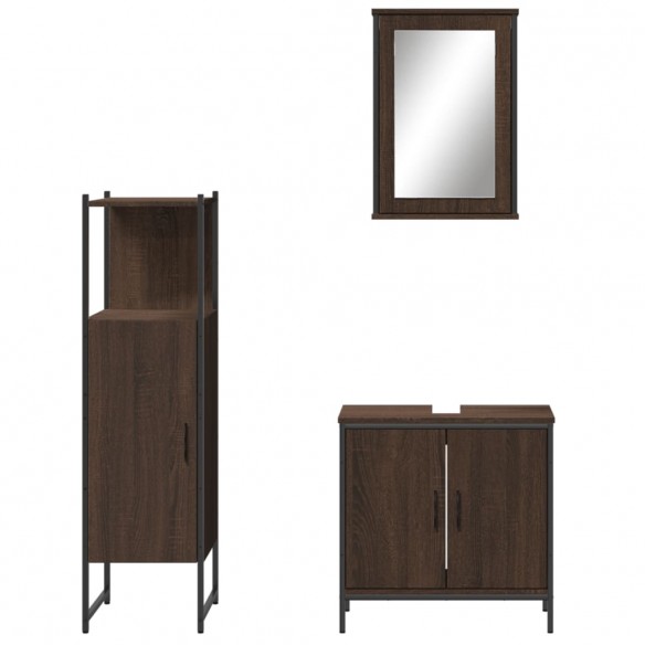 Ensemble de meubles de salle de bain 3 pcs Chêne marron