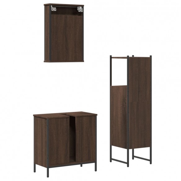 Ensemble de meubles de salle de bain 3 pcs Chêne marron