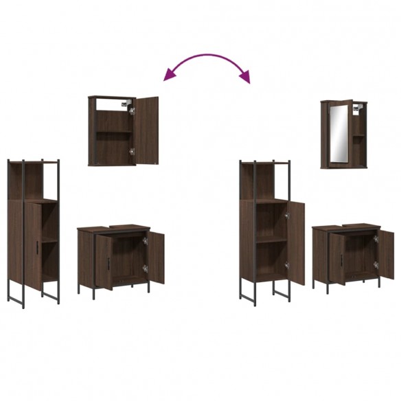 Ensemble de meubles de salle de bain 3 pcs Chêne marron