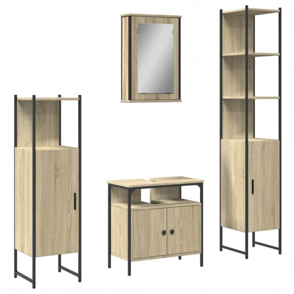 Ensemble de meubles de salle de bain 4 pcs chêne sonoma