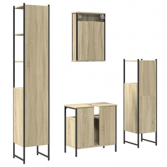 Ensemble de meubles de salle de bain 4 pcs chêne sonoma