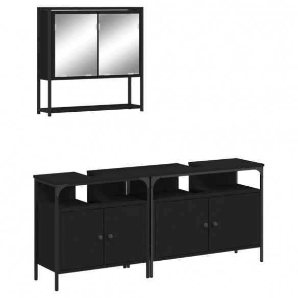 Ensemble de meubles salle de bain 3 pcs noir bois d'ingénierie