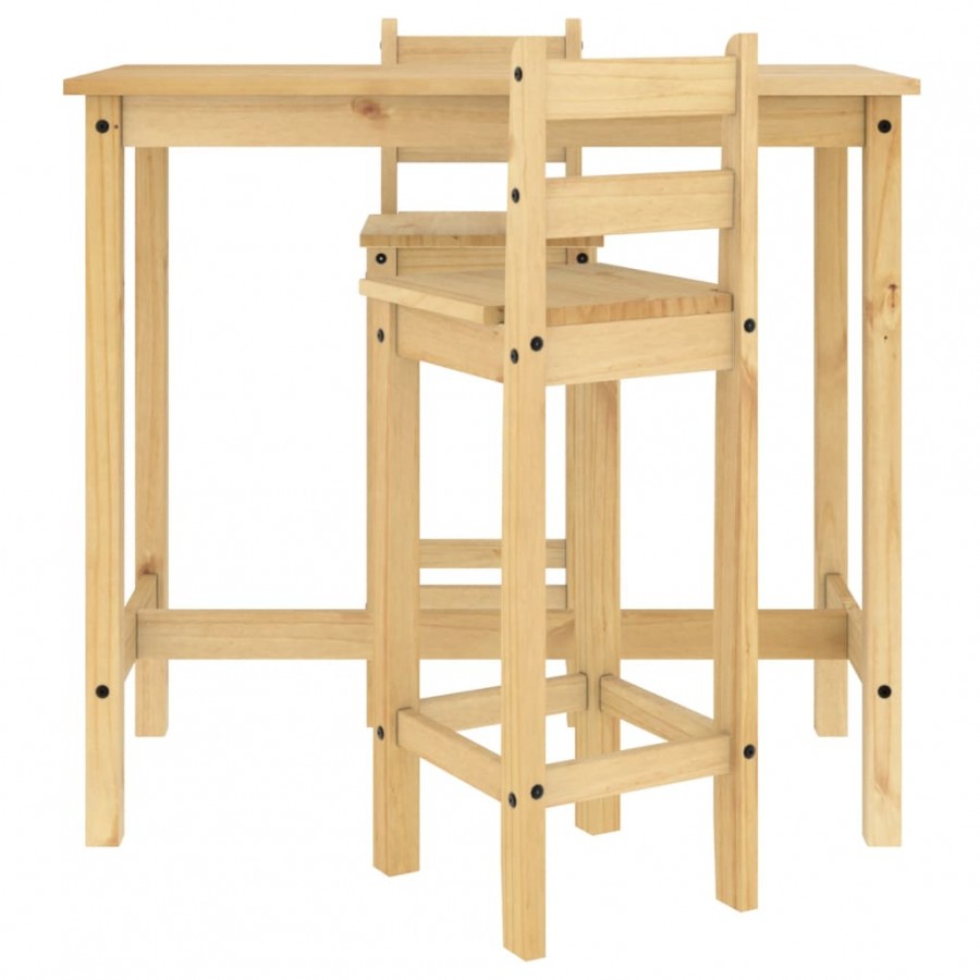 Ensemble de bar 3 pcs Bois de pin massif