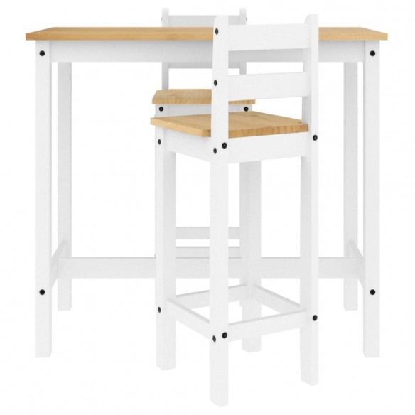 Ensemble de bar 3 pcs Blanc Bois de pin massif