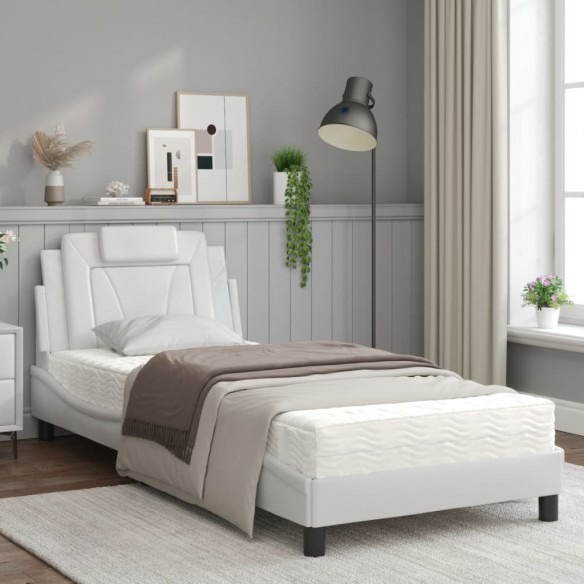 Lit avec matelas blanc 80x200 cm similicuir