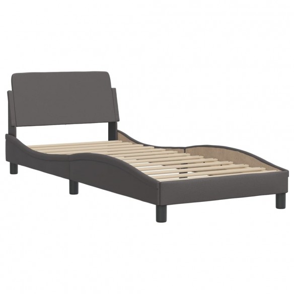 Lit avec matelas gris 80x200 cm similicuir