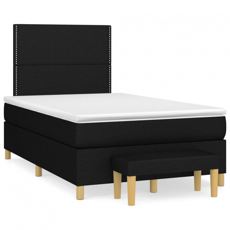 Cadre de lit avec matelas noir 120x190 cm tissu