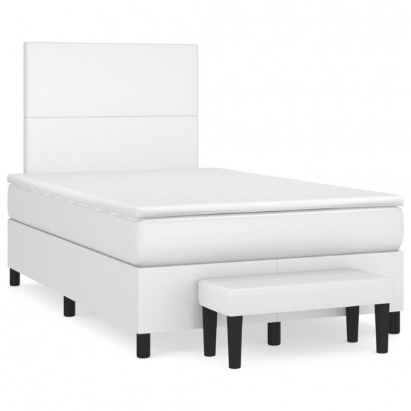 Cadre de lit avec matelas blanc 120x190cm similicuir