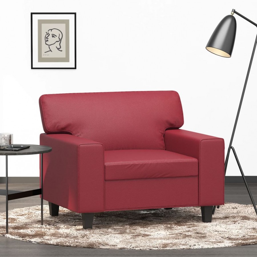 Fauteuil Rouge bordeaux 60 cm Similicuir