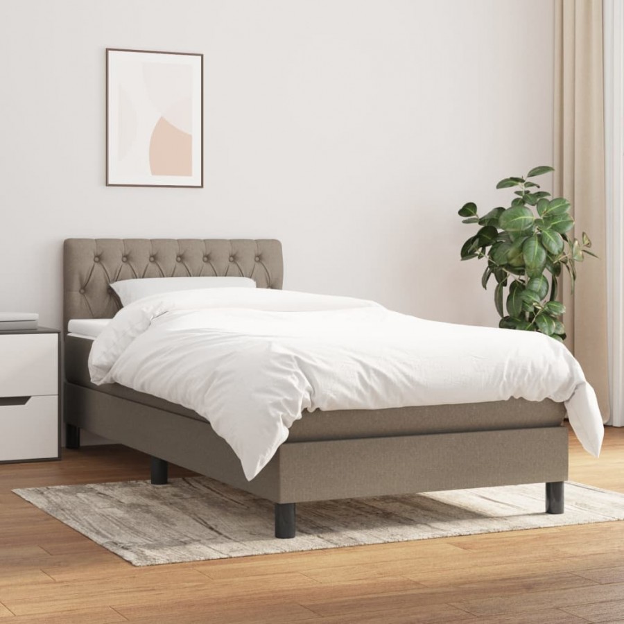 Cadre de lit avec matelas Taupe 90x200 cm Tissu