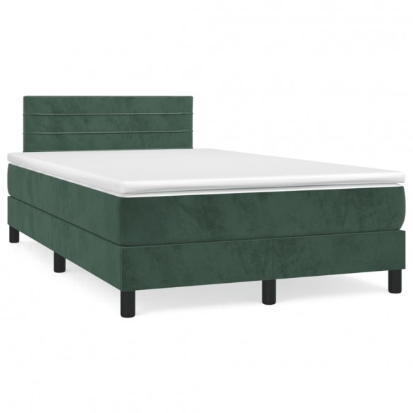 Cadre de lit et matelas Vert foncé 120x200cm Velours