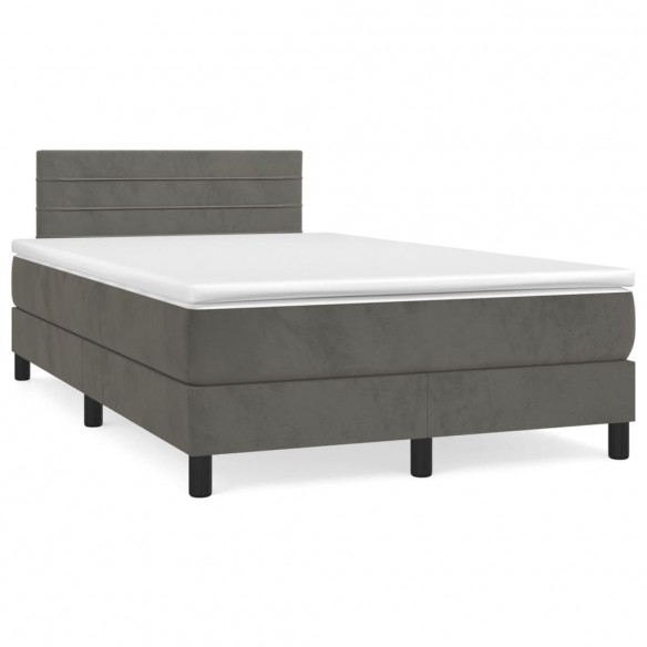 Cadre de lit et matelas Gris foncé 120x200cm Velours