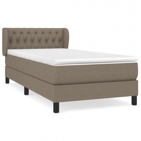 Cadre de lit avec matelas Taupe 90x190 cm Tissu